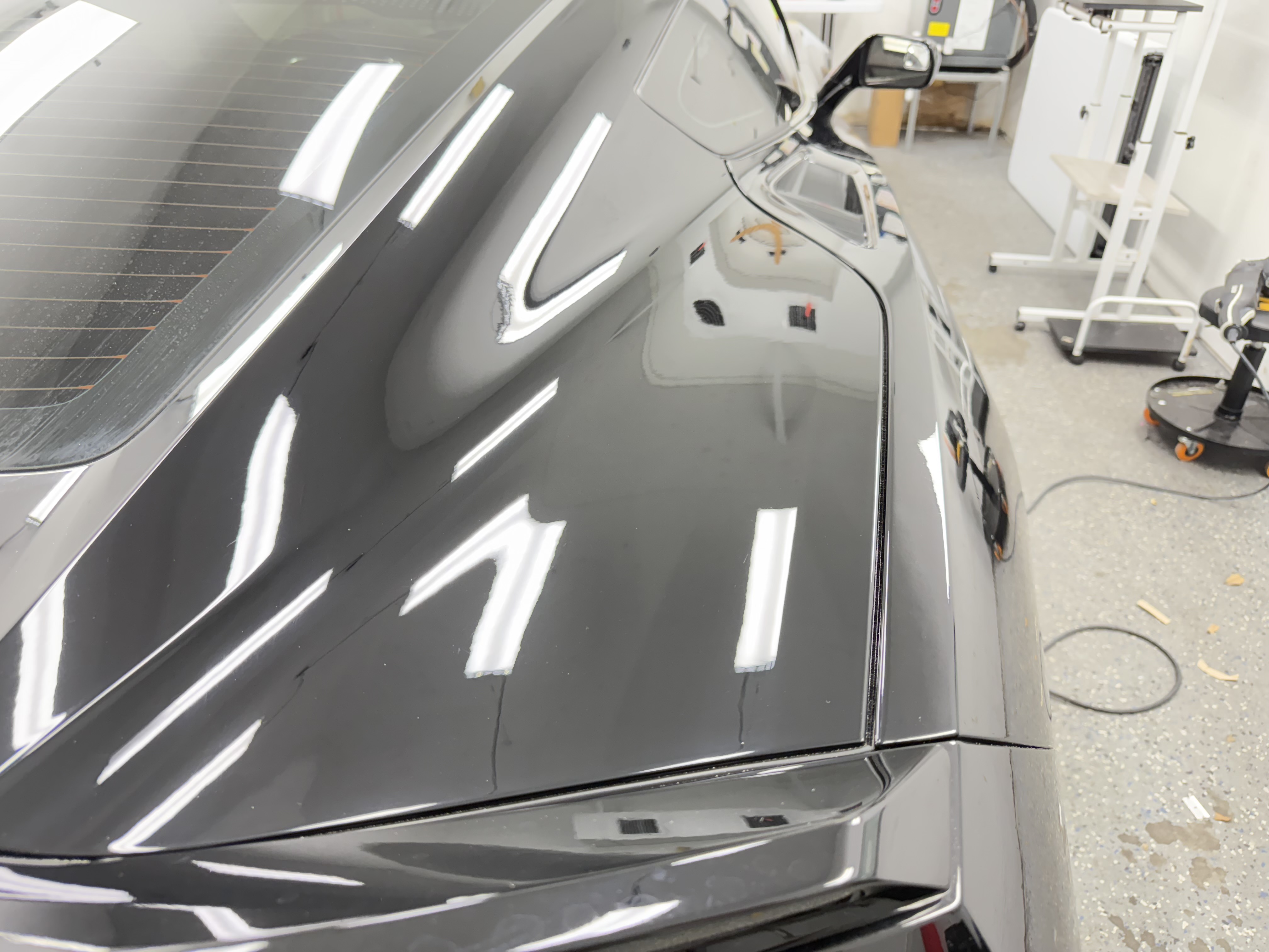 Vehicle windshield and hood after ADAS calibration